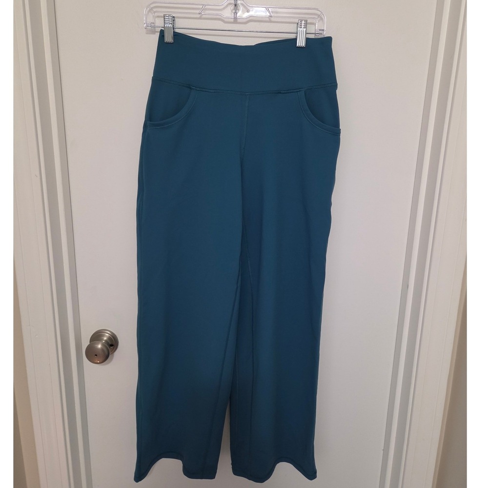 Promover Yoga Pants High Waisted Wide Leg Teal Blue Size M Athleisure  Pockets